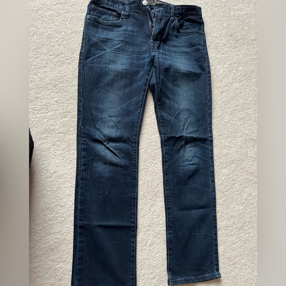 Men's Dark Blue Straight-Leg Jeans